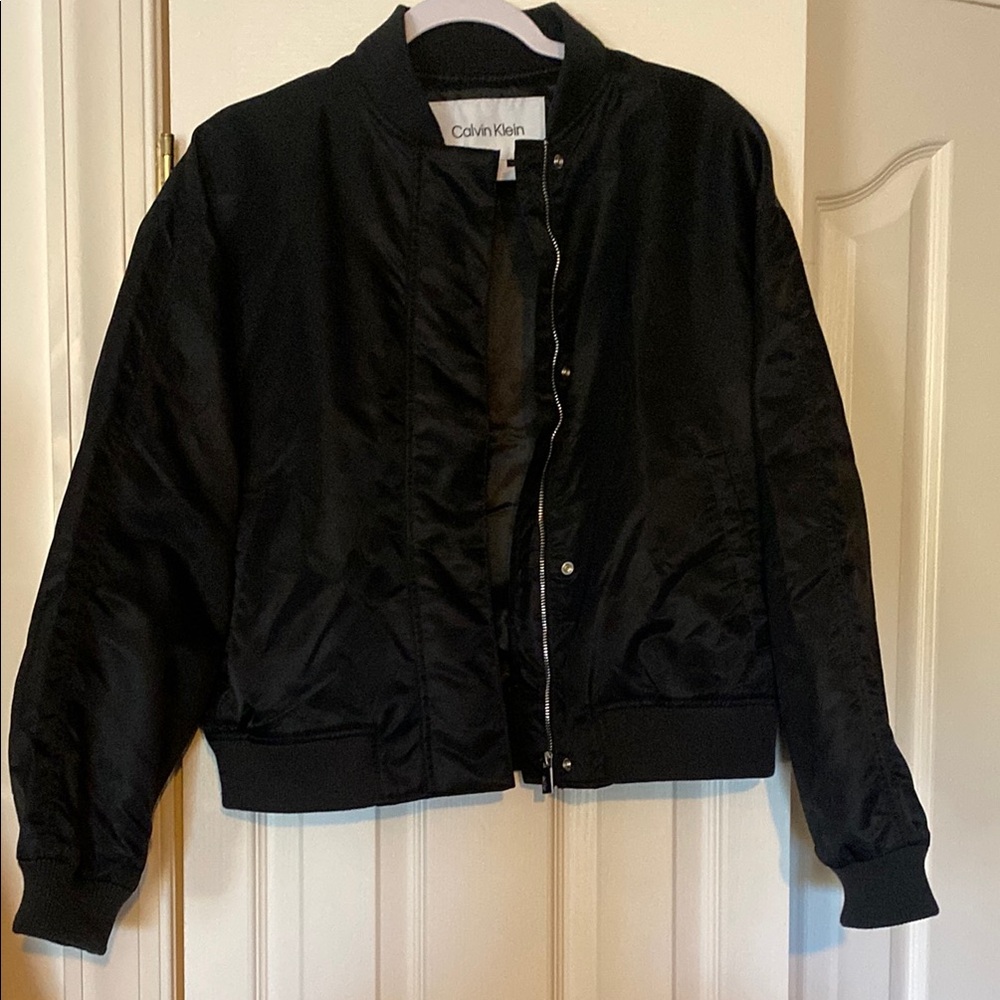 Calvin Klein Women's Black Nylon Bomber Jacket M